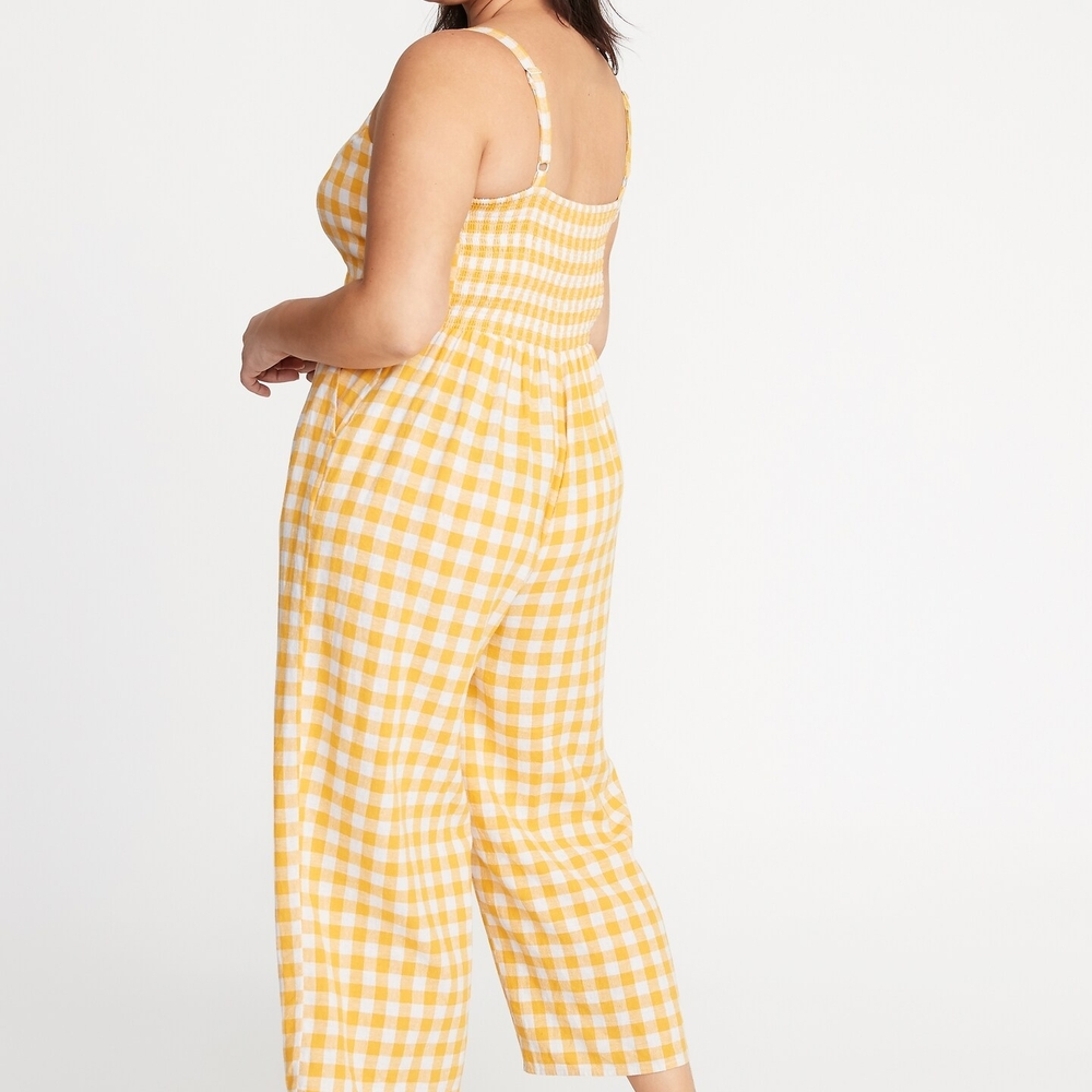 Old Navy Yellow and White Gingham Jumpsuit